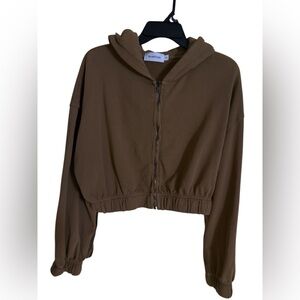 TALENTLESS Brown Cropped Hoodie